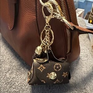 NWT Monogram Keychain charm brown